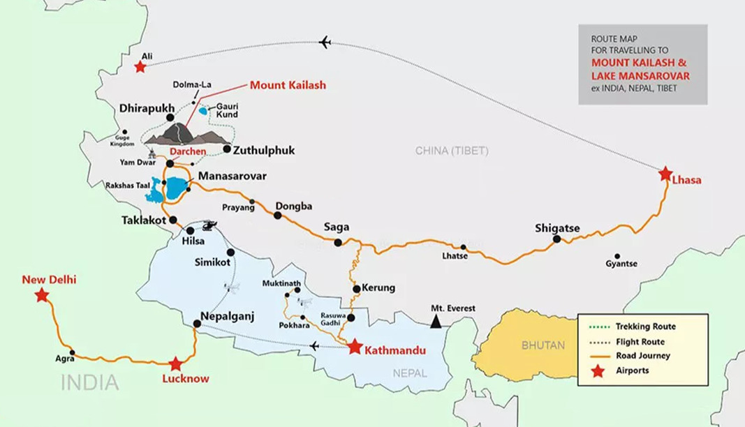 Kailash Mansarovar Route Map