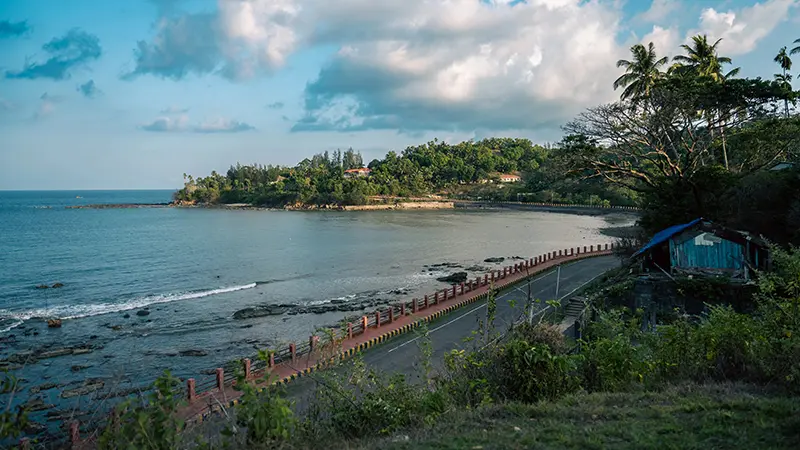 Scenic coastal road with sea views in the Andaman Islands