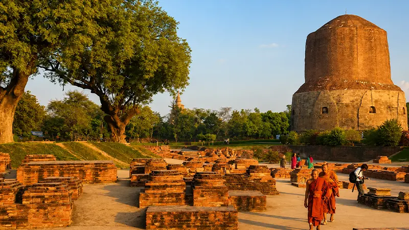Historic monastic ruins and ancient masonry remains within an archaeological site