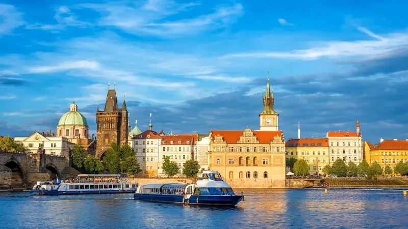 Charles Bridge and Vltava River in Prague