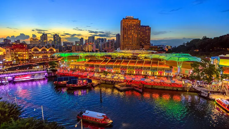 Clarke Quay Riverside Night Singapore