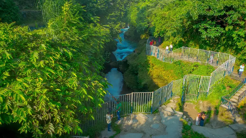 Walking path above the gorge near Davis Falls in Pokhara Nepal