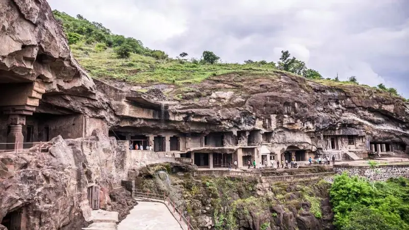 Ellora Caves Rock Cut Panorama