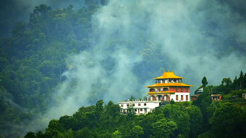 Enchey Monastery nestled amidst the lush hills of Gangtok Sikkim