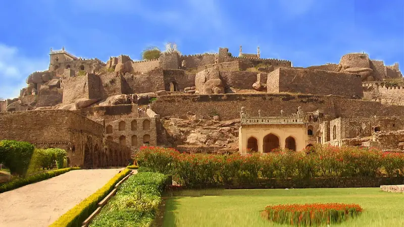 Golconda Fort with landscaped gardens