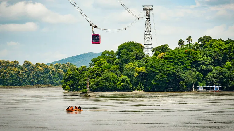 Guwahati Ropeway crossing the Brahmaputra River in Assam