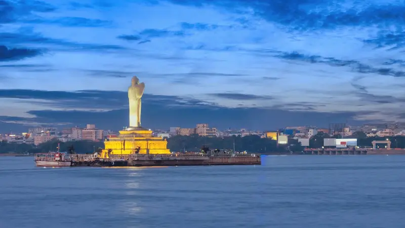 Hussain Sagar Buddha Statue Evening