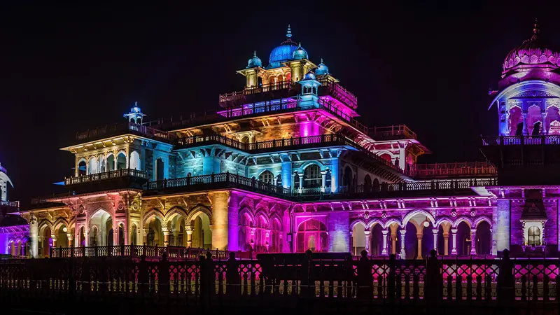 Illuminated Heritage Palace Evening View