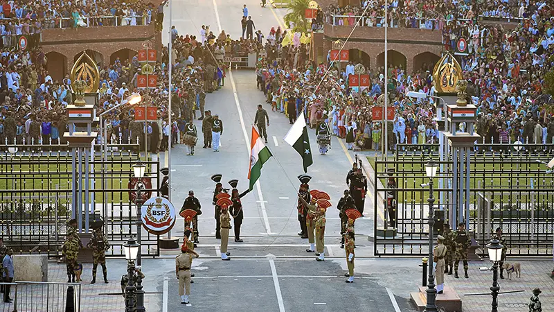 Flag lowering ceremony at the Indo Pakistan border crossing