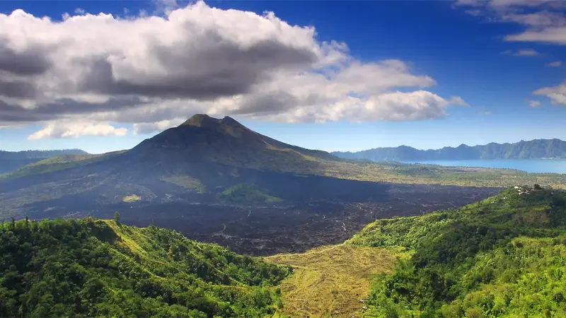 Panoramic landscape of Mount Batur from Kintamani