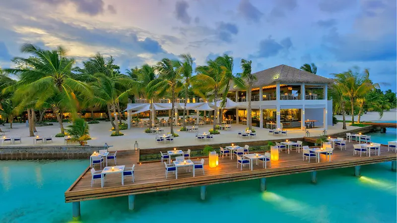 Beachfront dining at Kurumba Maldives