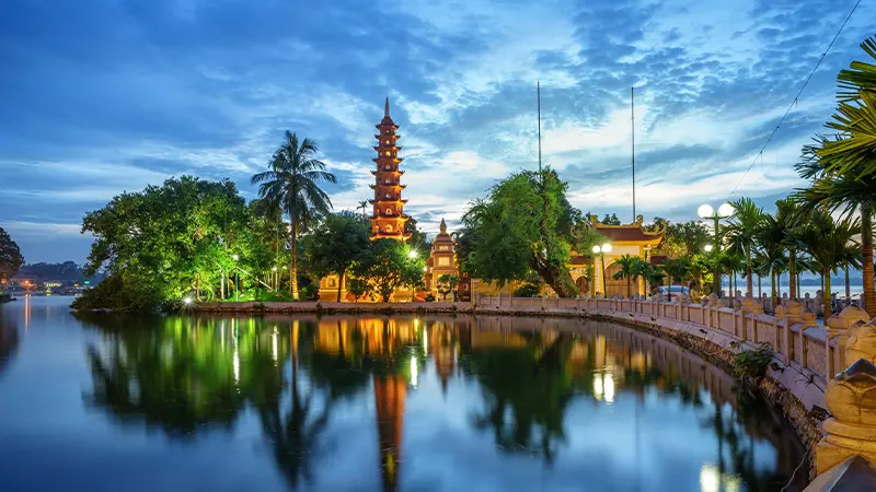 Lakeside Pagoda Evening Reflection