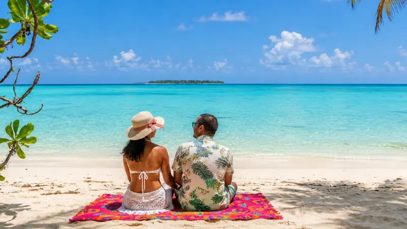 Lakshadweep Beach Couple Relaxing