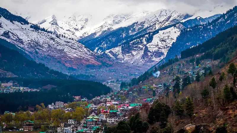 Manali Snow Covered Mountain Valley