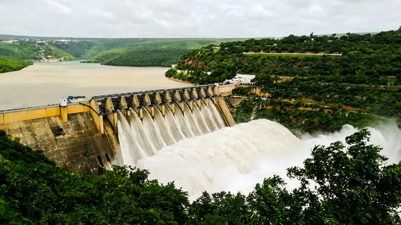 Mountain River Dam Spillway