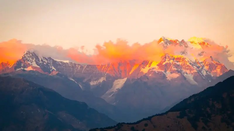 Sunrise over the Nanda Devi mountain range