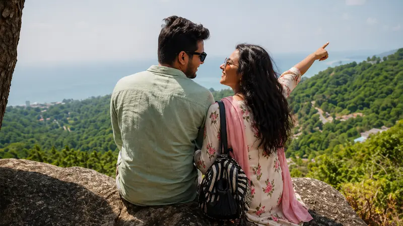 Ooty Doddabetta Viewpoint Couple Panorama
