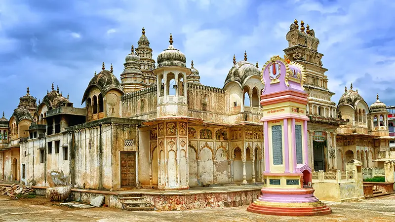 Historic temple with ornate Rajput architecture in Rajasthan