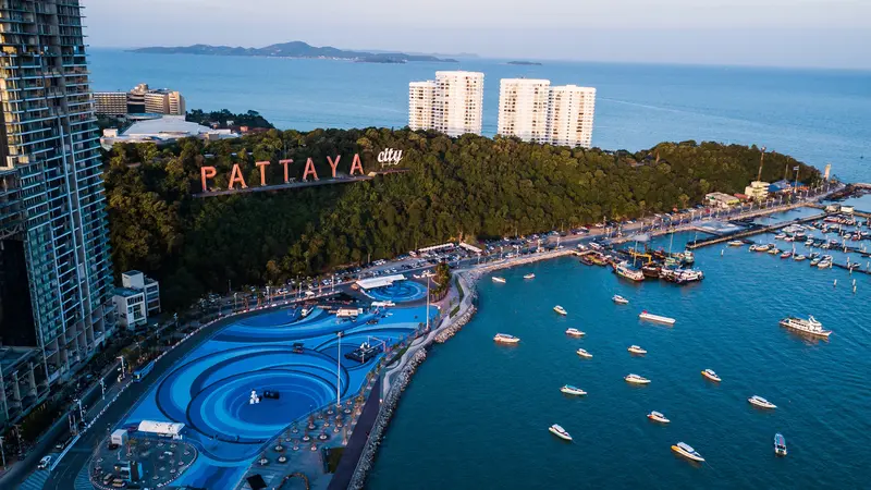 Pattaya Bali Hai Pier Aerial View