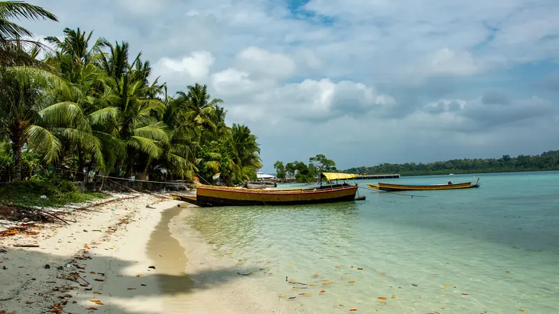 Port Blair Tropical Beach Wooden Boats