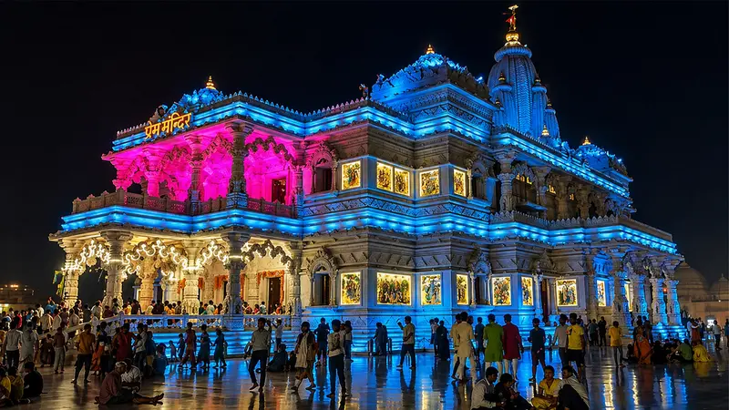 Prem Mandir Vrindavan Night View
