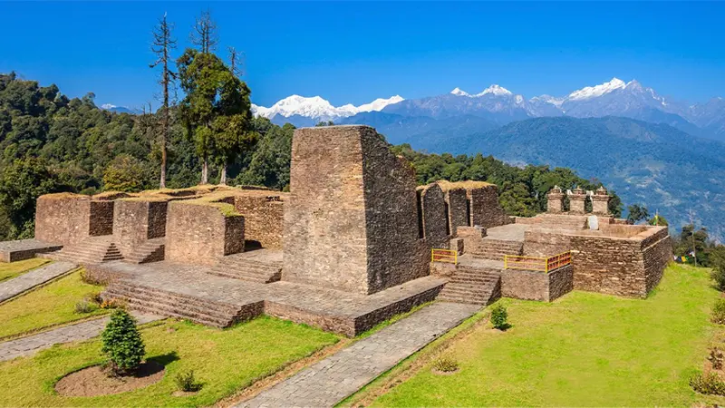 Historic Rabdentse Ruins in Pelling overlooking the Himalayan mountains