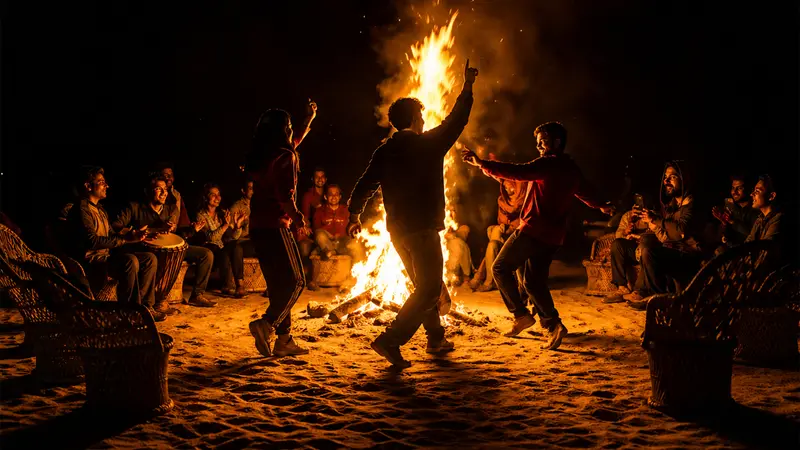 Rishikesh Riverside Bonfire Camping Night