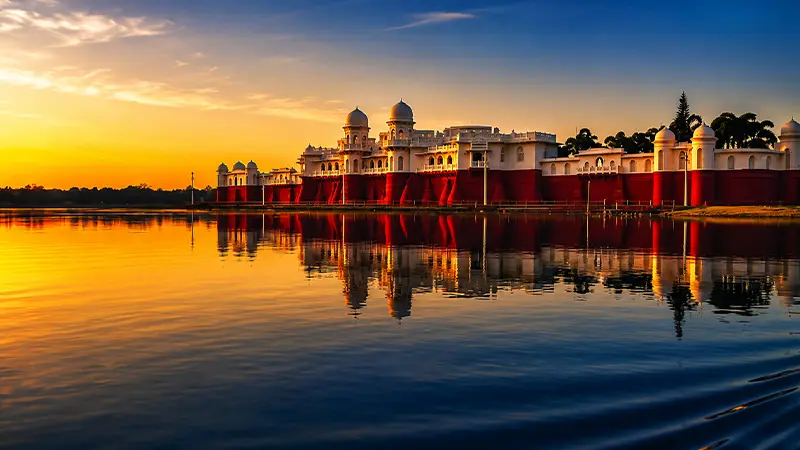 Royal Lakefront Palace Sunset