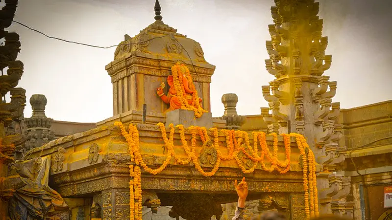 Decorated Siddhivinayak shrine at Siddhatek