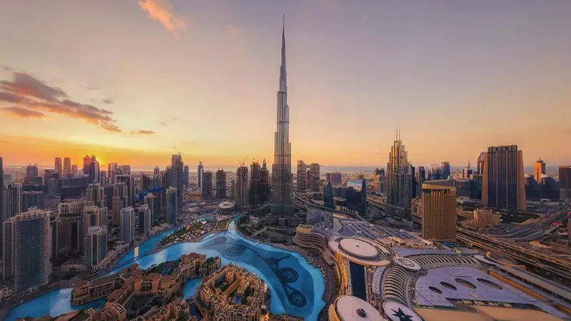 Sunset View Burj Khalifa Dubai Fountain