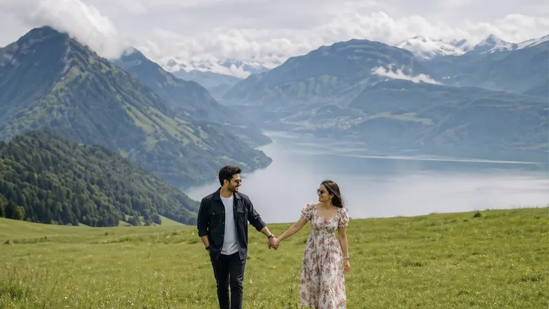 Swiss Alps Meadow Romantic Walk