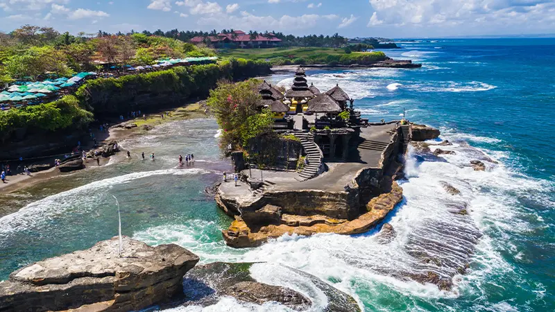 Tanah Lot Coastal Temple Aerial View