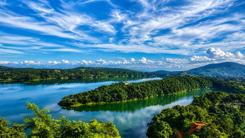Umiam Lake Shillong Aerial Panorama