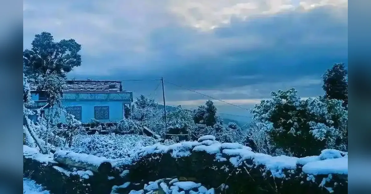 Snowfall near Narkanda in Himachal Pradesh
