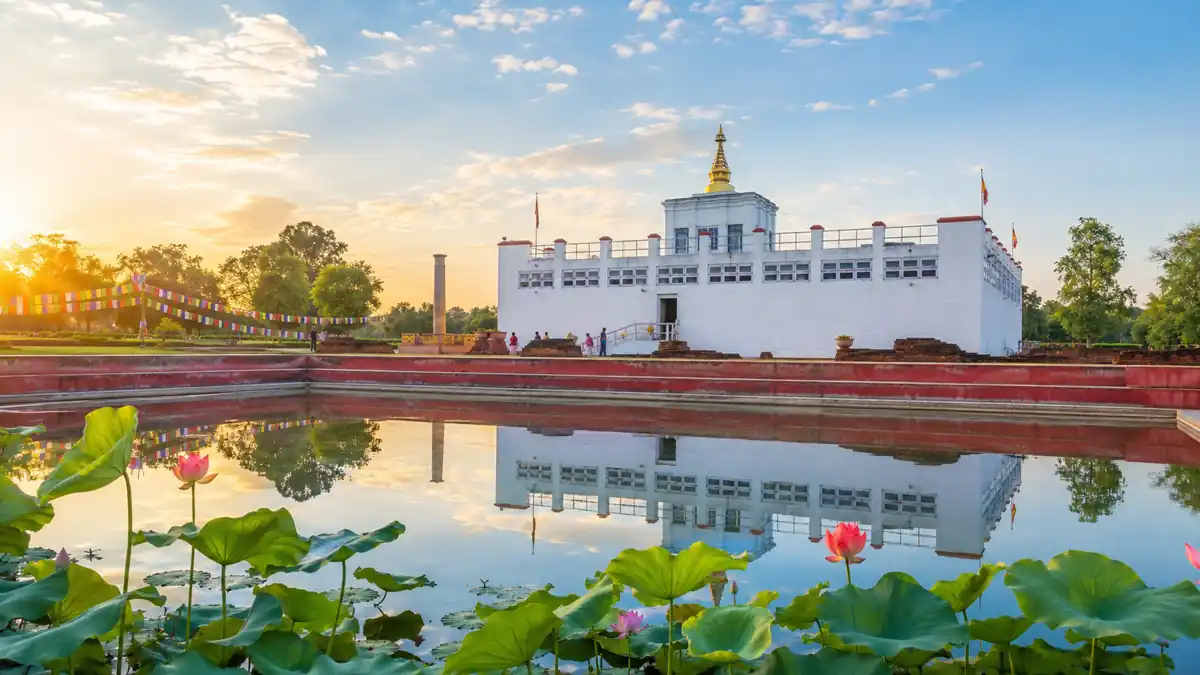 Maya Devi Temple and sacred garden at Lumbini, Nepal