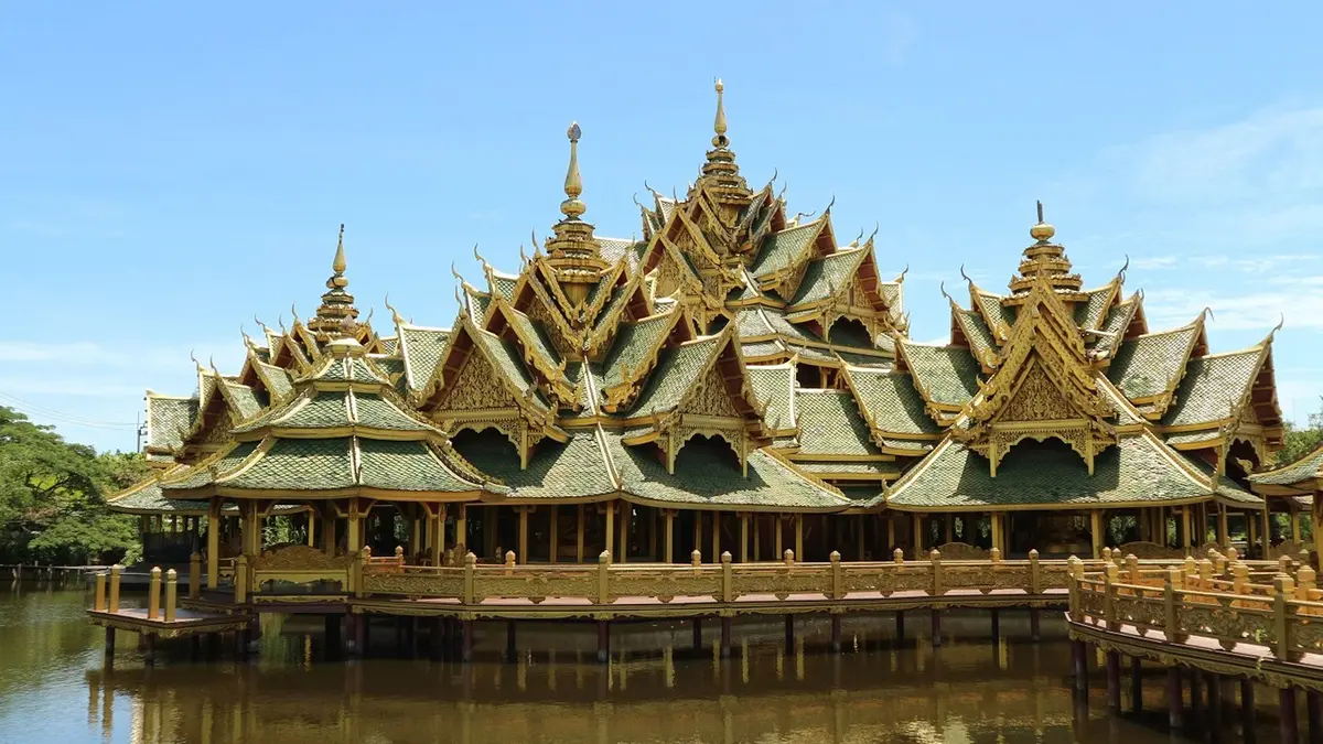 Magnificent traditional Thai pavilion at Ancient City (Muang Boran) near Bangkok