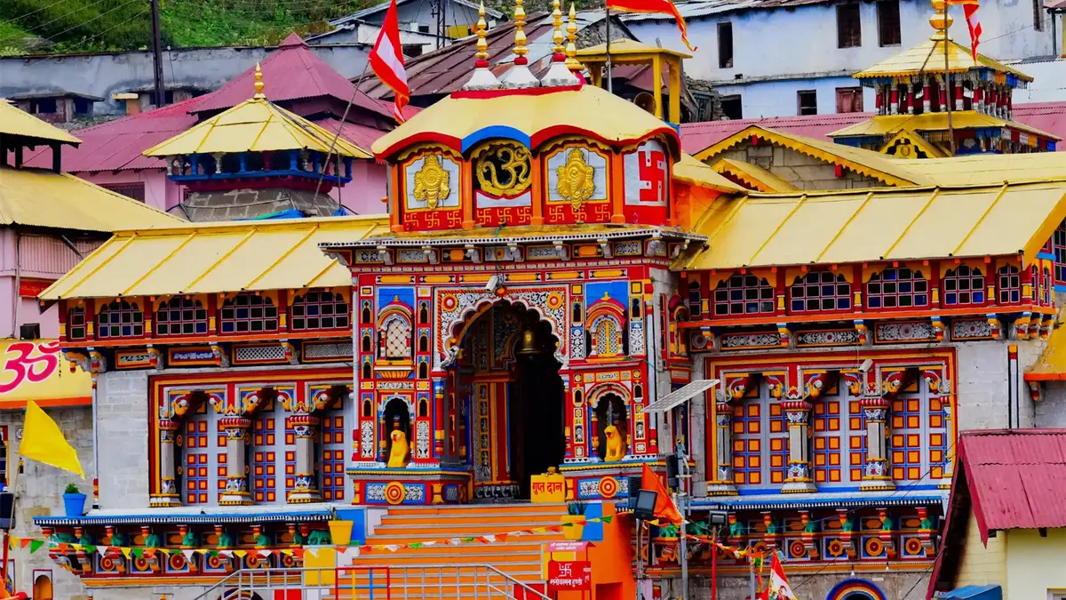 Sacred facade of Badrinath Temple in Uttarakhand