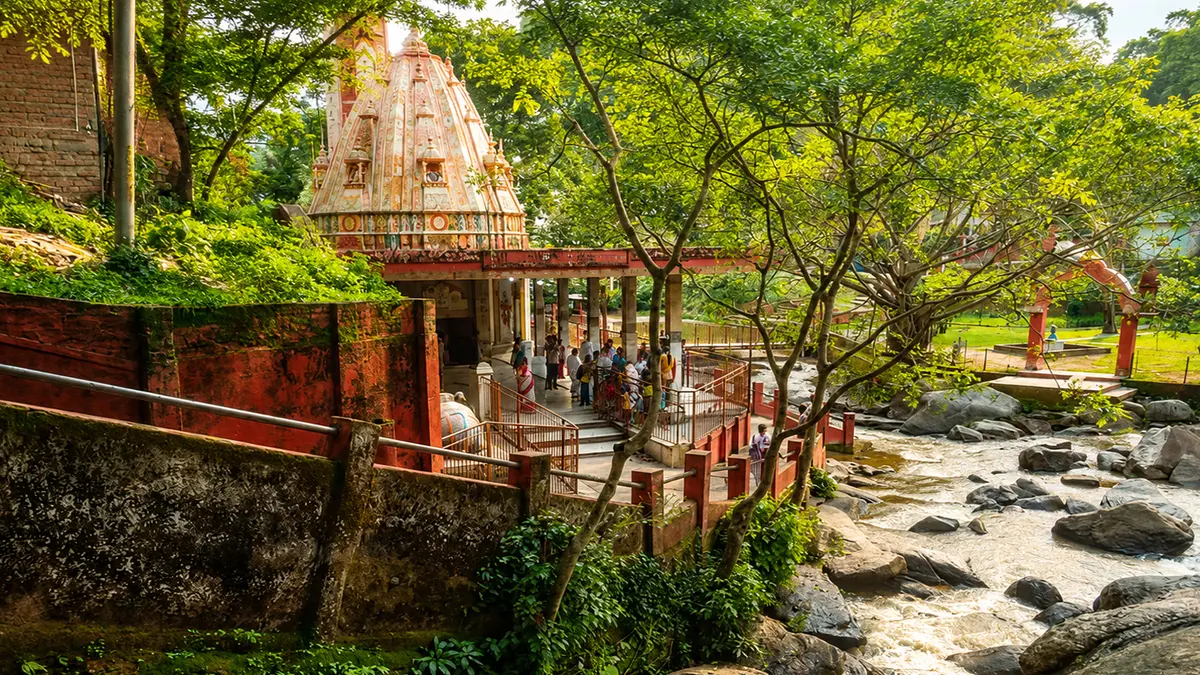 Basistha Temple beside a forest stream in Guwahati Assam