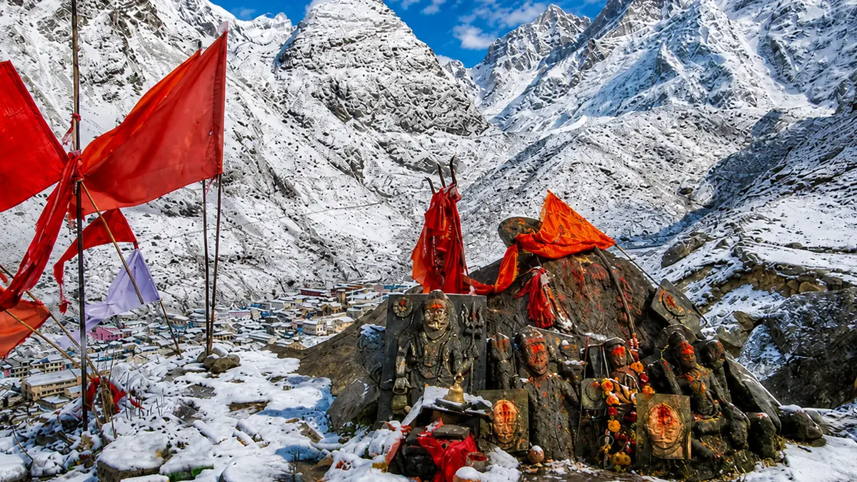 Sacred Brahma Kapal near Badrinath covered with snow