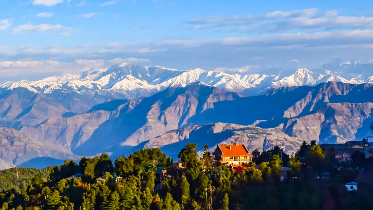 Spectacular Dhauladhar mountain panorama as seen from Dalhousie Himachal Pradesh