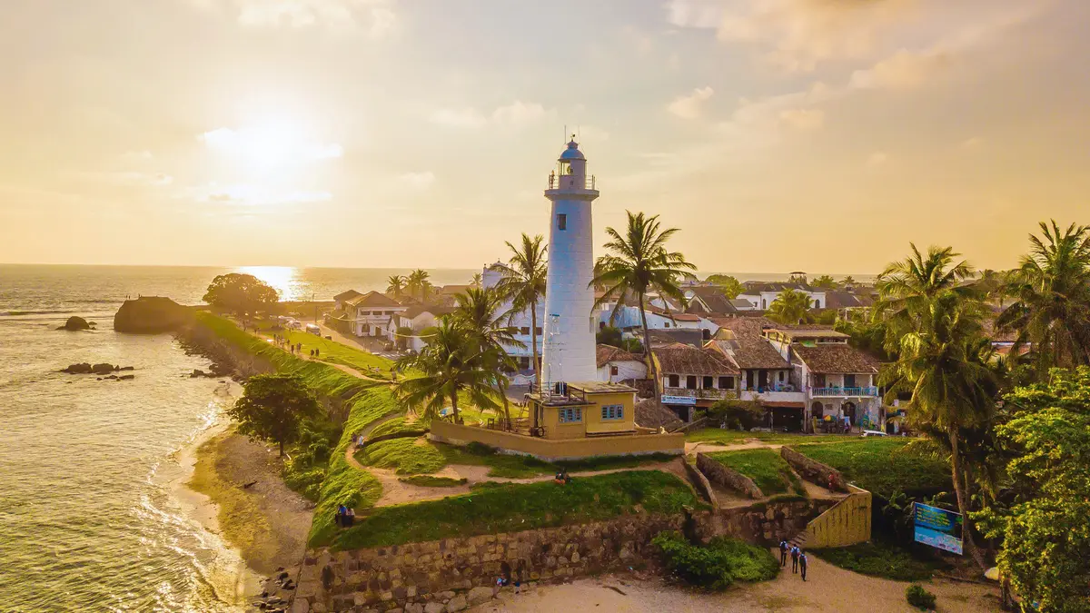 Panoramic view of Galle Lighthouse overlooking the historic coastline of southern Sri Lanka
