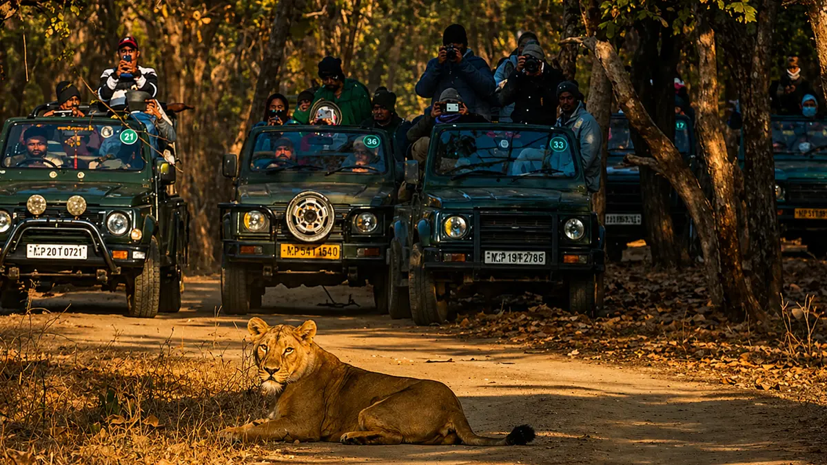 Lion spotted during an exciting jeep safari in Gir National Park