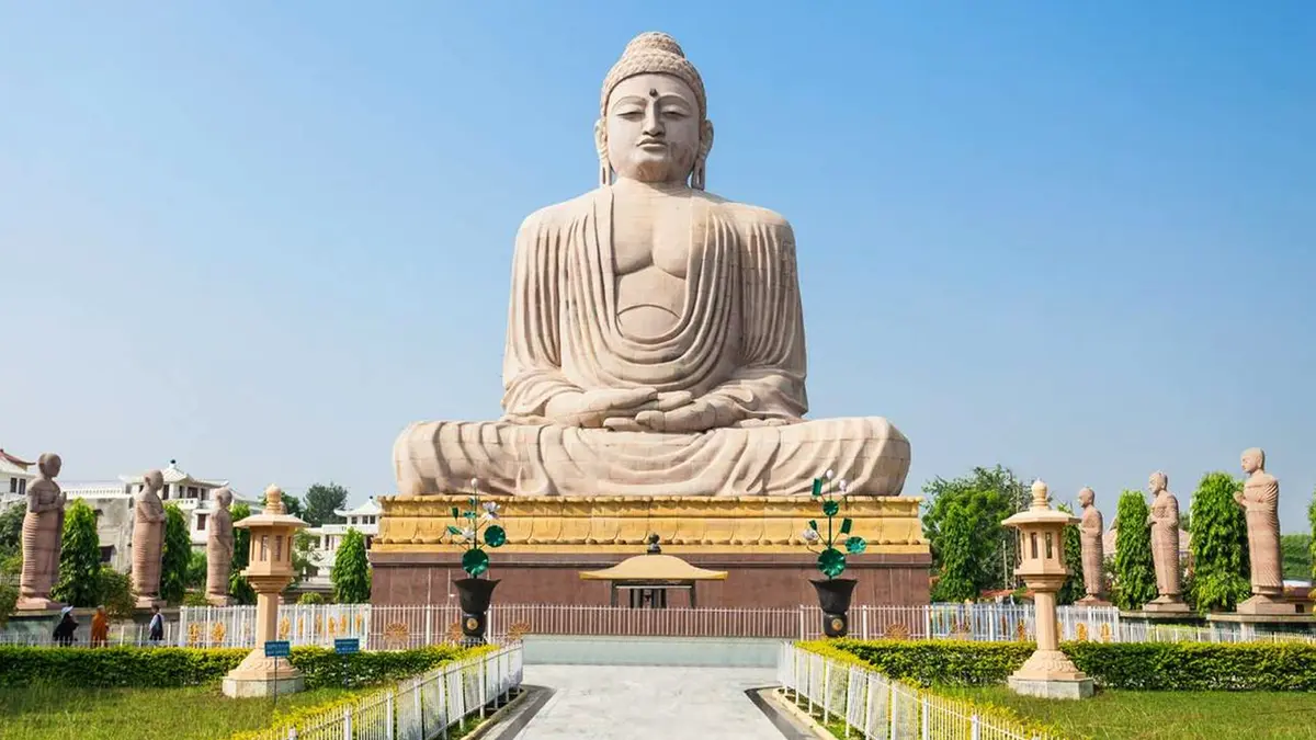 Great Buddha Statue at Bodh Gaya pilgrimage site in Bihar