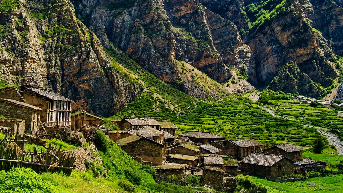 Remote Himalayan village on the Adi Kailash pilgrimage route