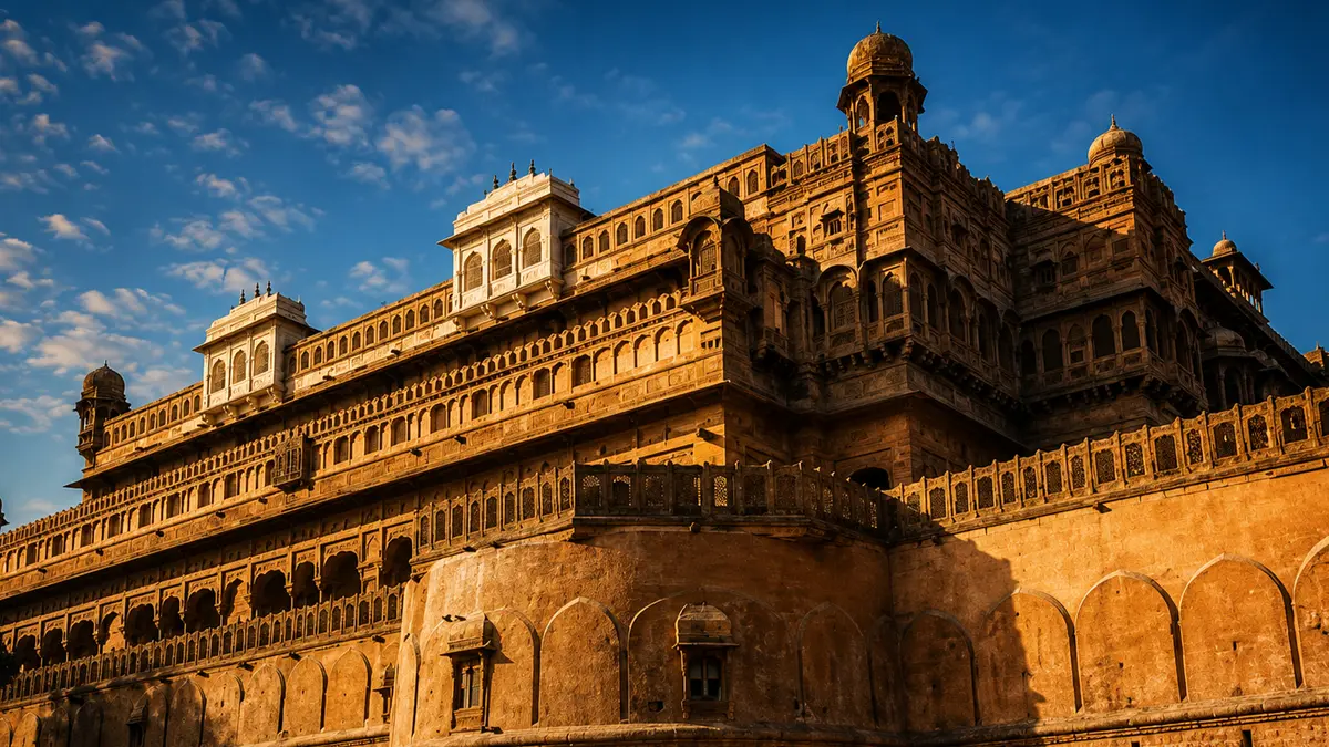 Massive imperial citadel overlooking a strategic river landscape in northern India