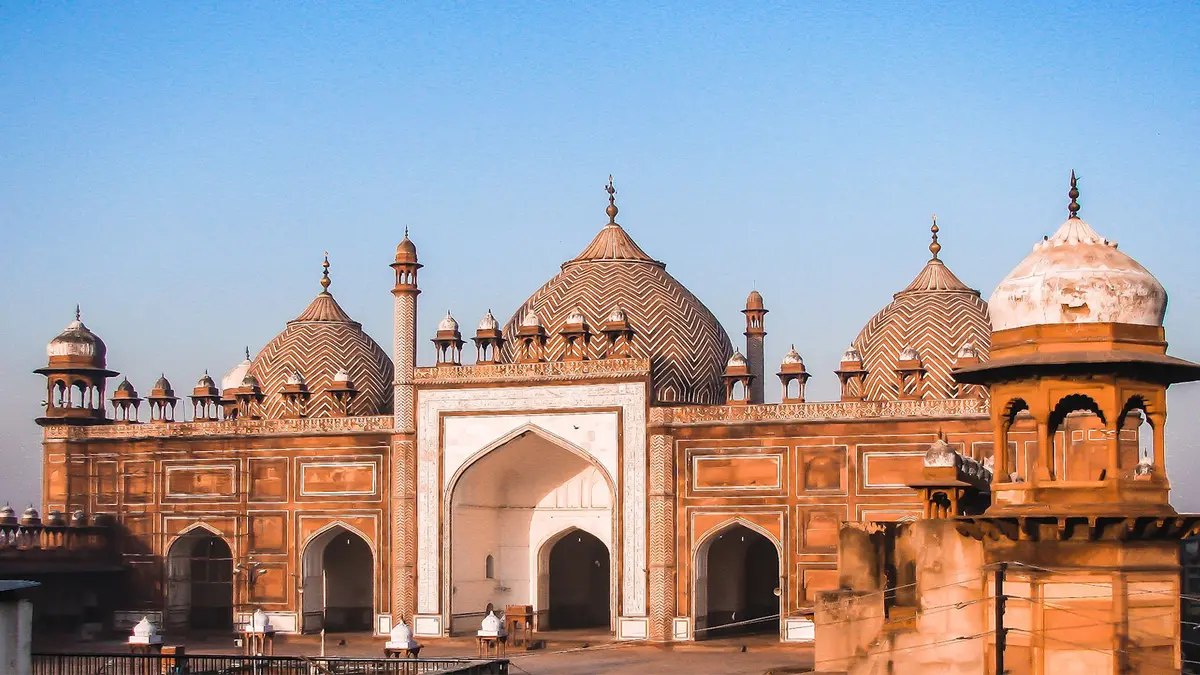 Historic Jama Masjid mosque near Agra Fort in Uttar Pradesh