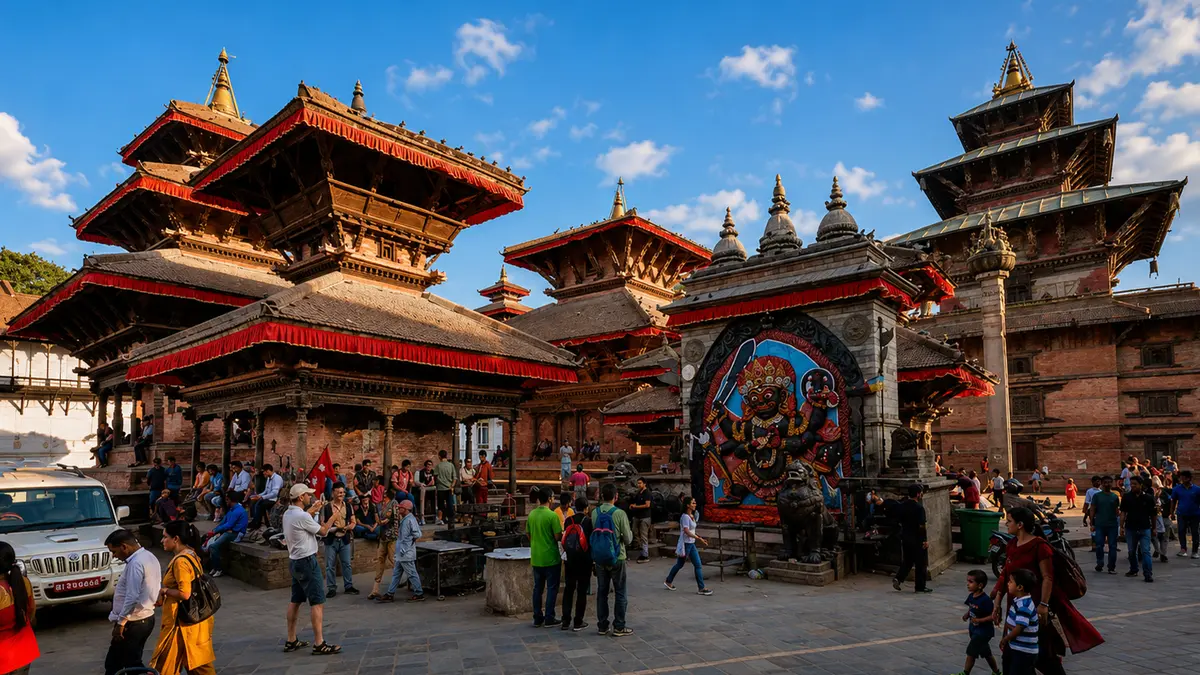 Ancient palaces and temples at Kathmandu Durbar Square Nepal