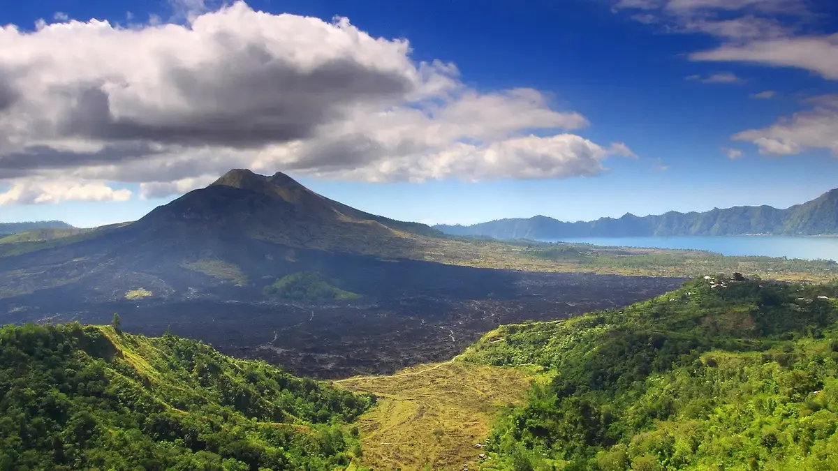 Panoramic landscape of Mount Batur from Kintamani