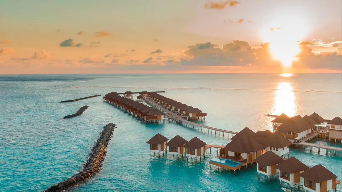 Sunset over Kurumba water villas