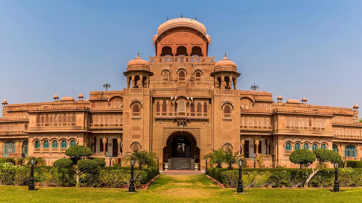 Heritage facade of Lalgarh Palace in Bikaner Rajasthan